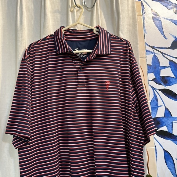 Men’s FG Tech Red White & Blue Striped Polyester & Spandex Golf Polo Size XL - Picture 2 of 9
